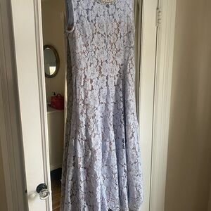 Elegant Lace Sleeveless Dress - Light Blue